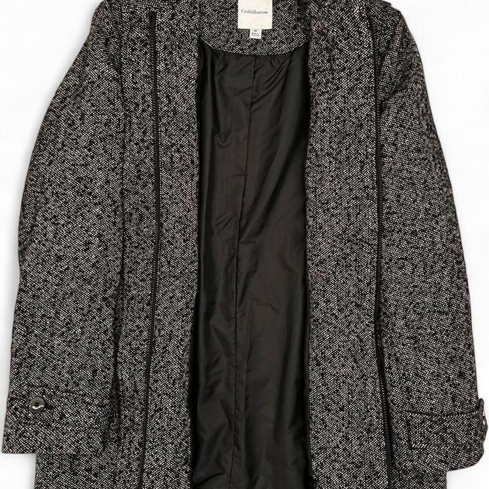 Black & White Tweed Toggle Coat Timeless Wool Blend Minimalist Vintage Women’s M - Picture 2 of 7